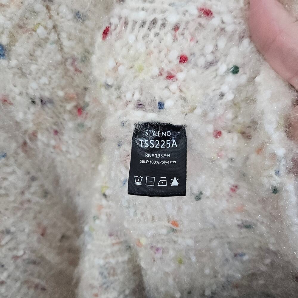 POL Anthropologie Oversized Multi Color Confetti Cream V-Neck Sweater Size Small - Picture 7 of 7